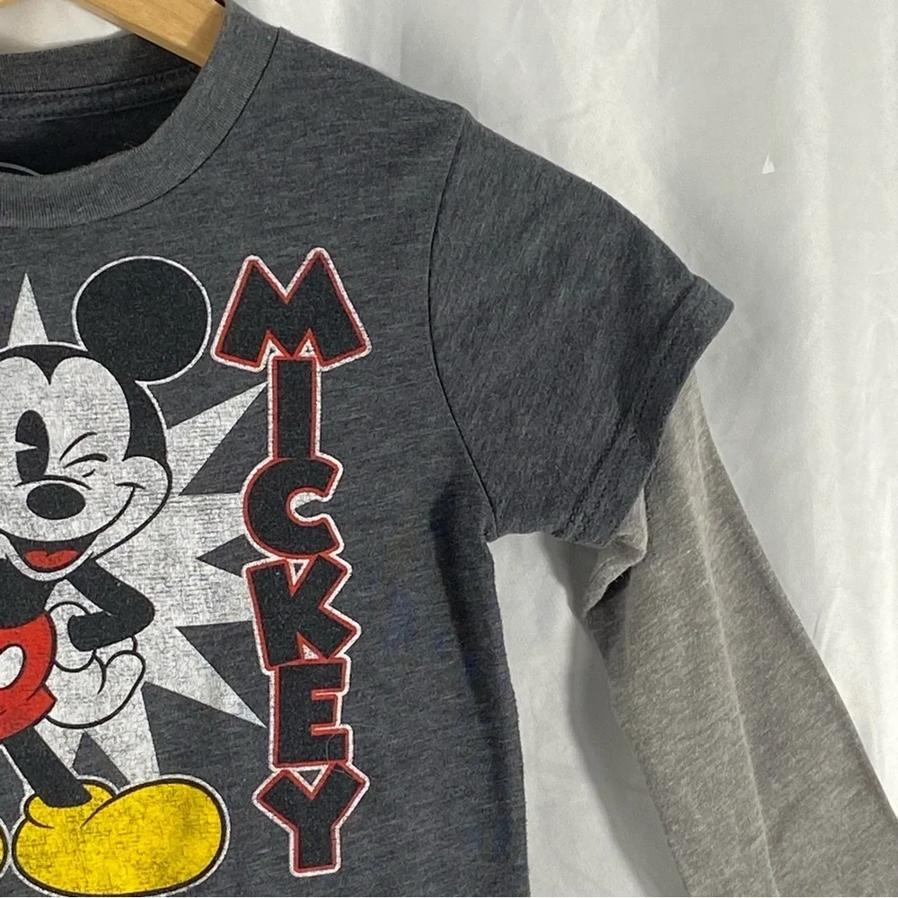 Disney Mickey Mouse Dark Gray and Light Gray Long Sleeve Tee Size 5T